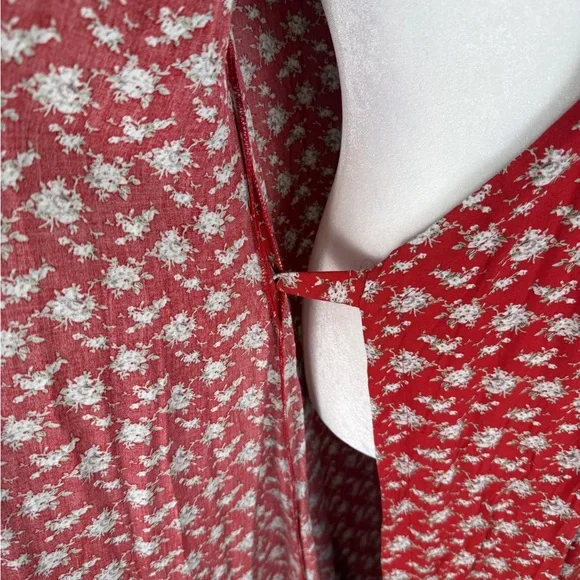 Natural Life Boho Red Ditsy Flower Sophia Wrap Maxi Dress Hippie Medium Prairie - Picture 8 of 13